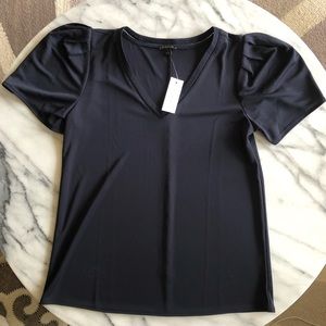 NWT Ann Taylor blouse - navy blue short sleeve